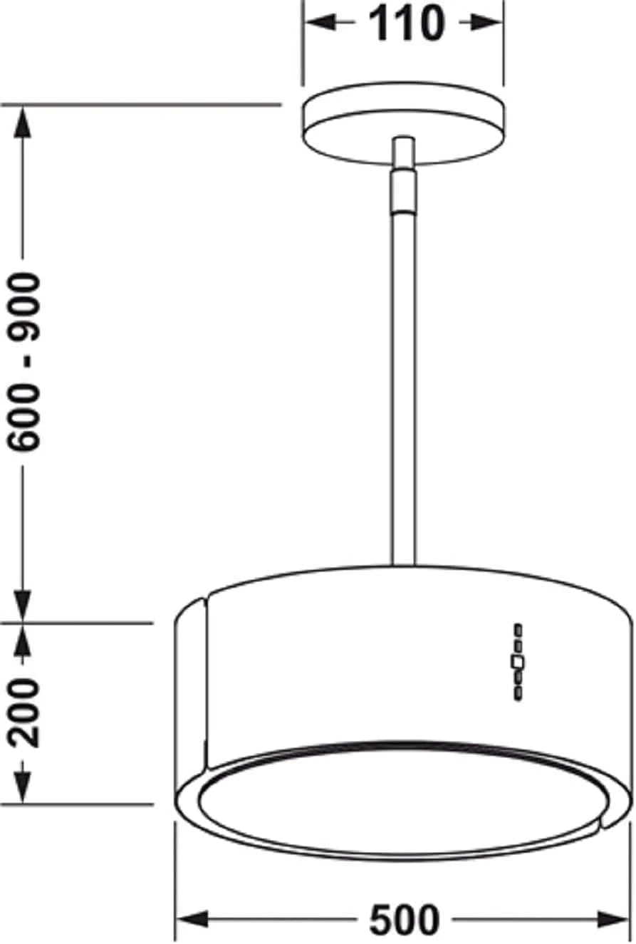 Okap wyspowy Gurari GCH I 237, okap z recyrkulacją, okap wyspowy 50 cm, okap sufitowy, 860 m³/h, biały, 3 stopnie, oświetlenie LED, timer, w zestawie zestaw do recyrkulacji