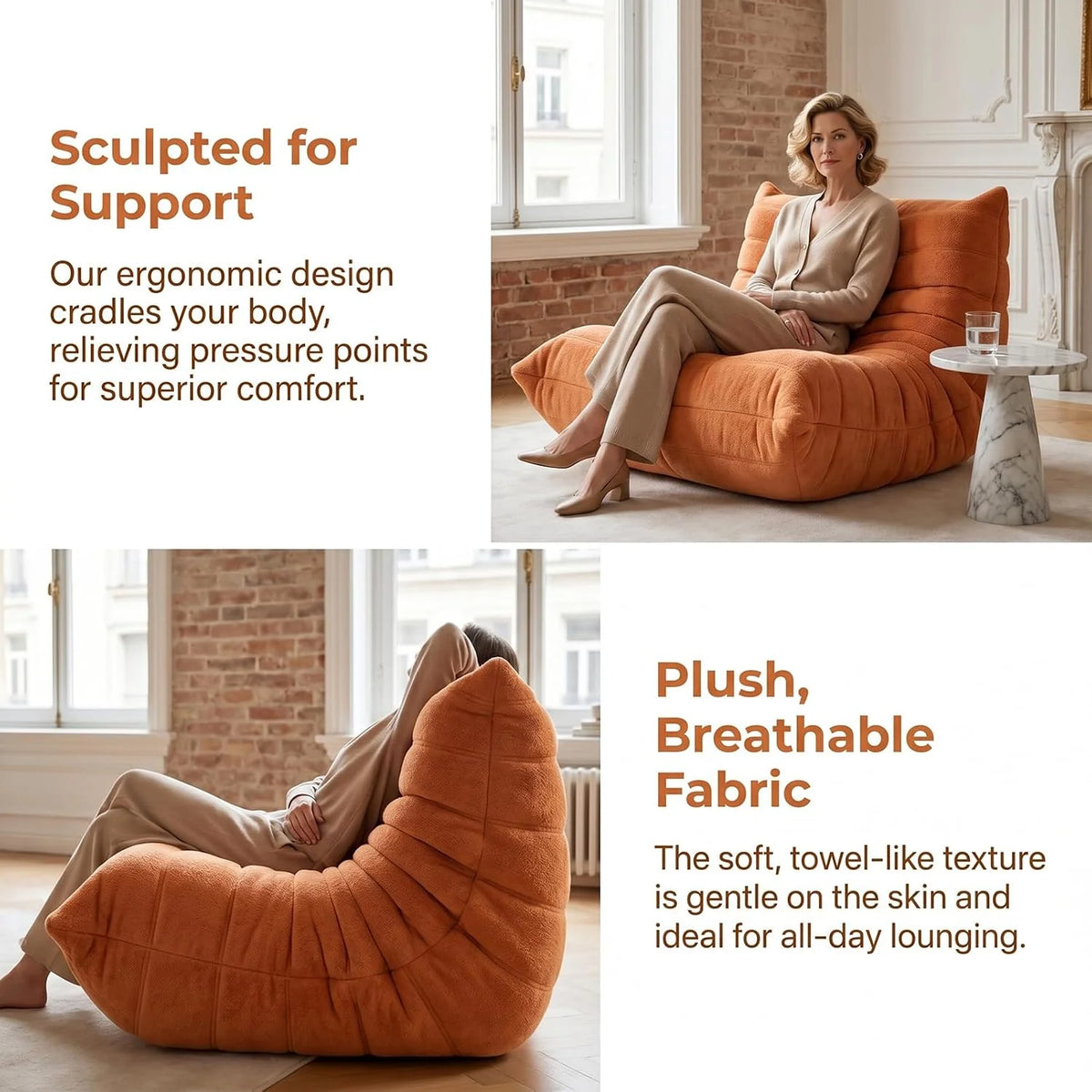 Togo krzesło kominkowe, narożny worek do siedzenia, wygodna kanapa na podłogę, ergonomiczny design, fotel wypoczynkowy, piankowa sofa, do salonu, sypialni, akademika, salonu, biura