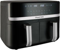 Russell Hobbs Frytkownica beztłuszczowa 9L Air Fryer [dwie komory/strefy, 9 programów] Satisfry (szuflady można myć w zmywarce, maks. 200℃, niski poziom hałasu, pieczenie bez oleju, 2800W) 27681-56