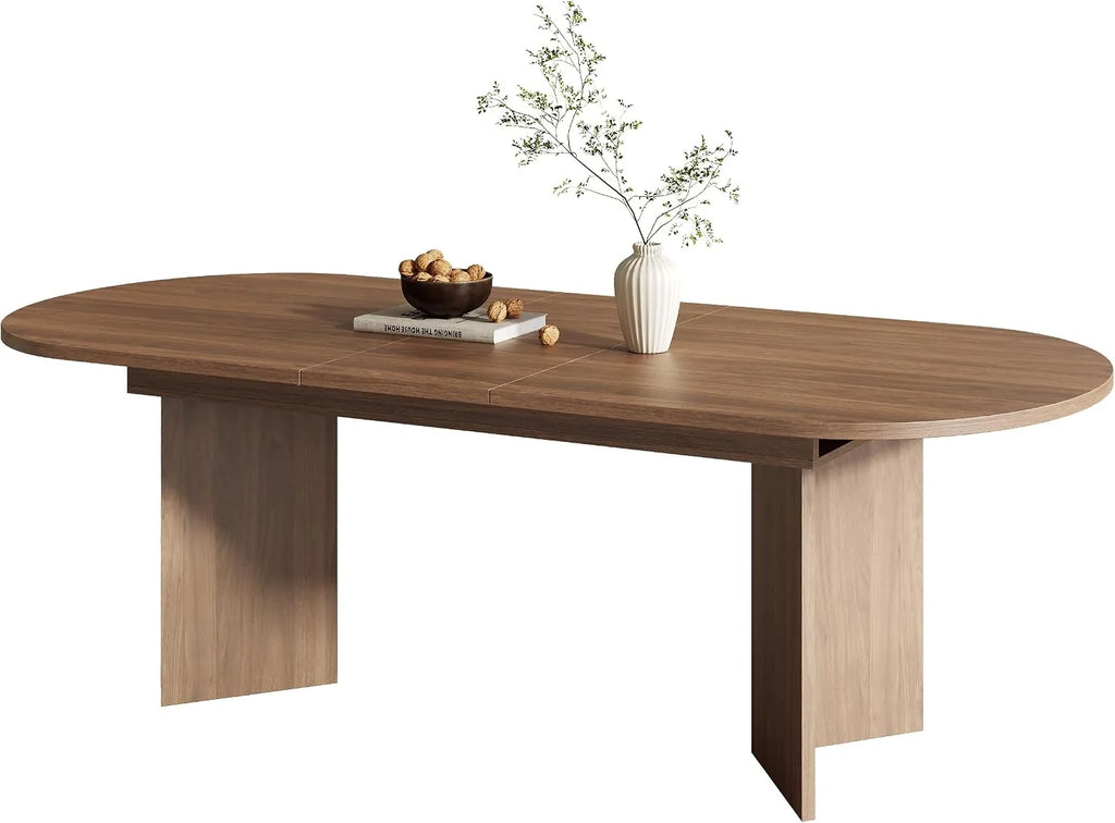 Okrągły stół do jadalni wysuwany 160/200 x 90 x 75 cm, wysuwany stół do jadalni, stół kuchenny, dla 6-8 osób, do kuchni, salonu (kolor drewna orzecha włoskiego, 160/200 x 90 x 75 cm)