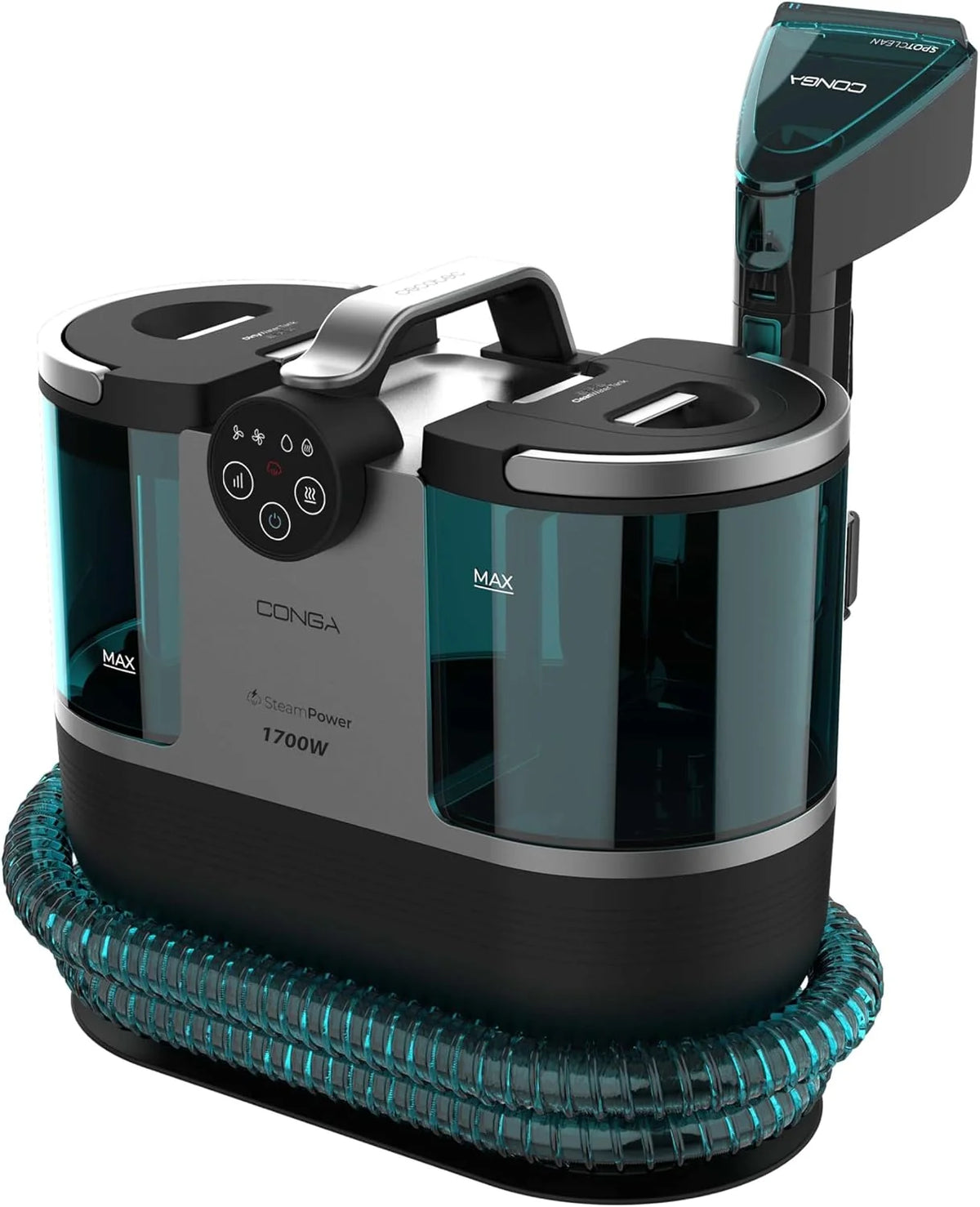 Cecotec Odkurzacz tapicerski z kablem - Conga 7000 Carpet&Spot Clean Steam XXL.1700 W. Czyszczenie 3 w 1. Zbiornik 1600 ml czysta woda i 950 ml brudna woda. Zasięg 7 m