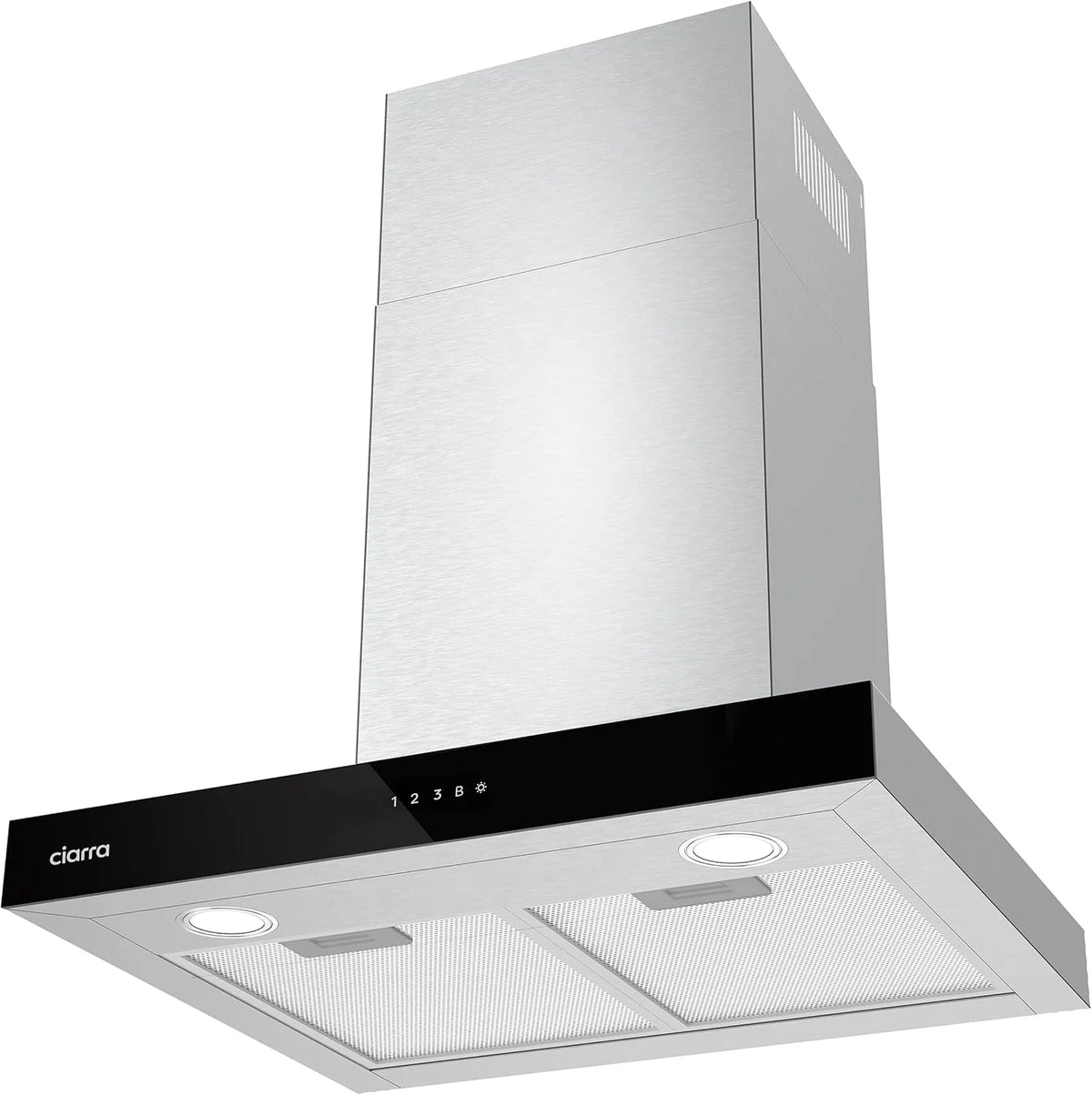 CIARRA CBCS6102 A+++ okap kuchenny 60 cm obieg powietrza wylotowego okap kuchenny 650 m³/h Wi-Fi App Touch obsługa 4 stopnie wraz z Booster czarny okap ścienny z filtrem węglowym CBCF003