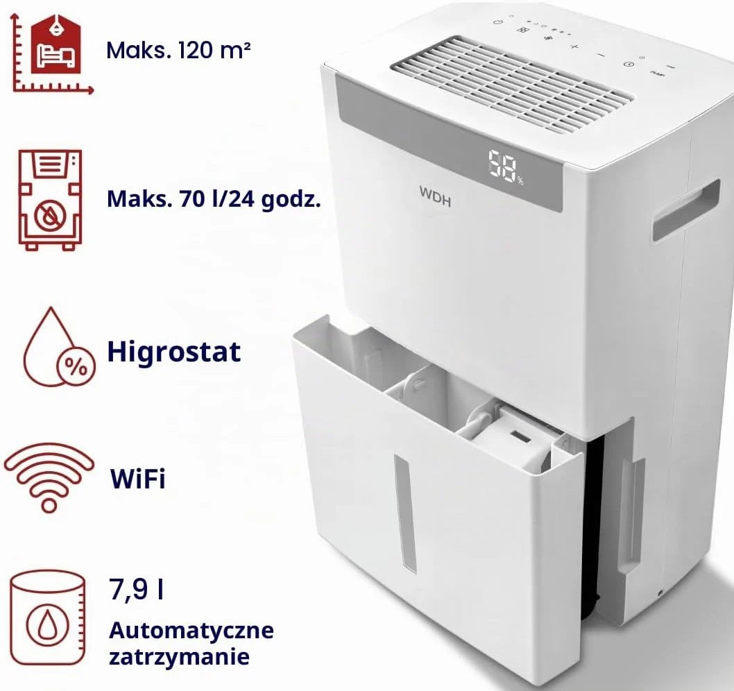 Aktobis osuszacz powietrza, suszarka budowlana WDH-870FW (do 70 l/t + cyfrowa + WLAN)