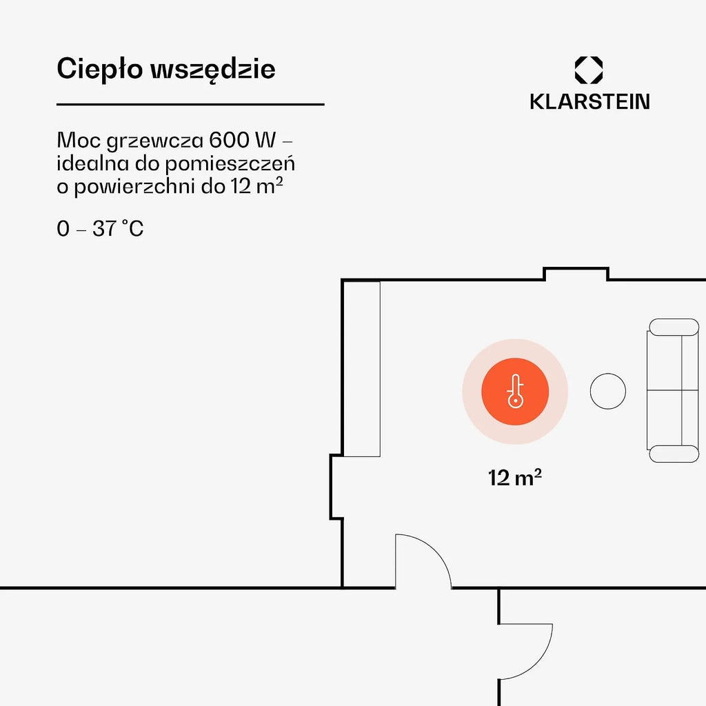 Klarstein Ogrzewanie na podczerwień z termostatem, 600W grzejnik elektryczny, Grzejnik obrazowy do montażu ściennego, IR z pilotem, Wykrywanie otwartego okna, do pomieszczeń wilgotnych
