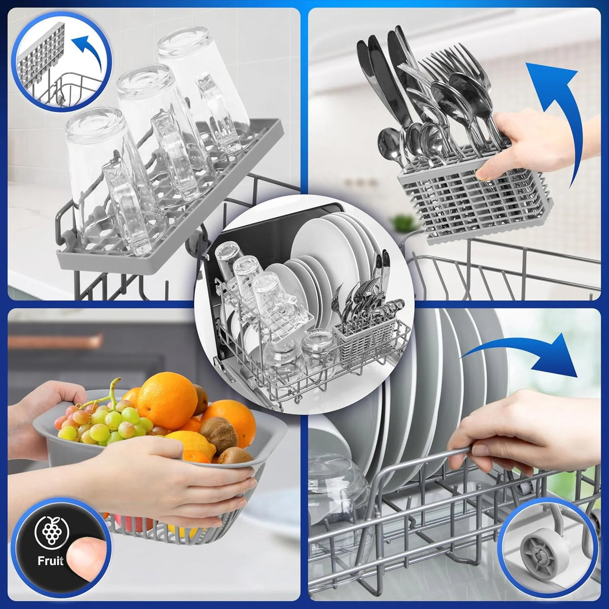 Duronic DW5 BK Zmywarka nablatowa z lub bez przyłącza wody 950W przenośna kompaktowa 5l /cykl do naczyń szkła owoców mała zmywarka stołowa czarna