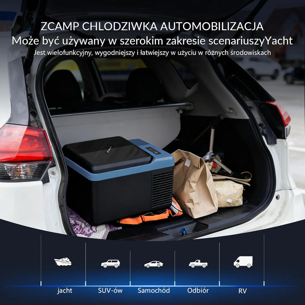 KI9 9L Mini Lodówka Przenośna Lodówka Samochodowa Zamrażarka 12/24V DC, Do Podróży, Pikniku, Kempingu, Użytku Zewnętrznego, od -20℃ do 20℃