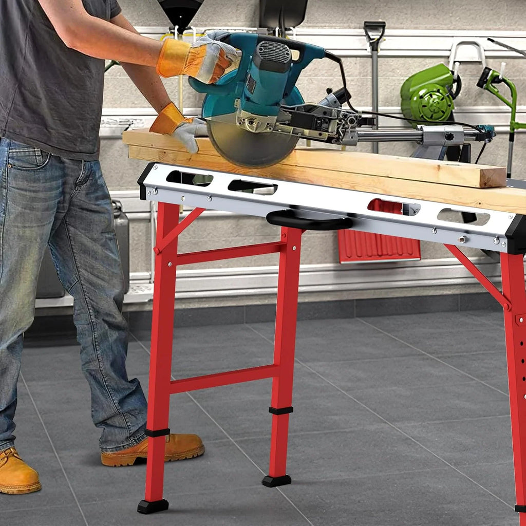 COSTWAY stół warsztatowy składany, stół roboczy z regulacją wysokości 107 x 53 cm z udźwigiem 450 kg, stół spawalniczy warsztatowy z 2 uchwytami zaciskowymi i uchwytem transportowym, stół narzędziowy