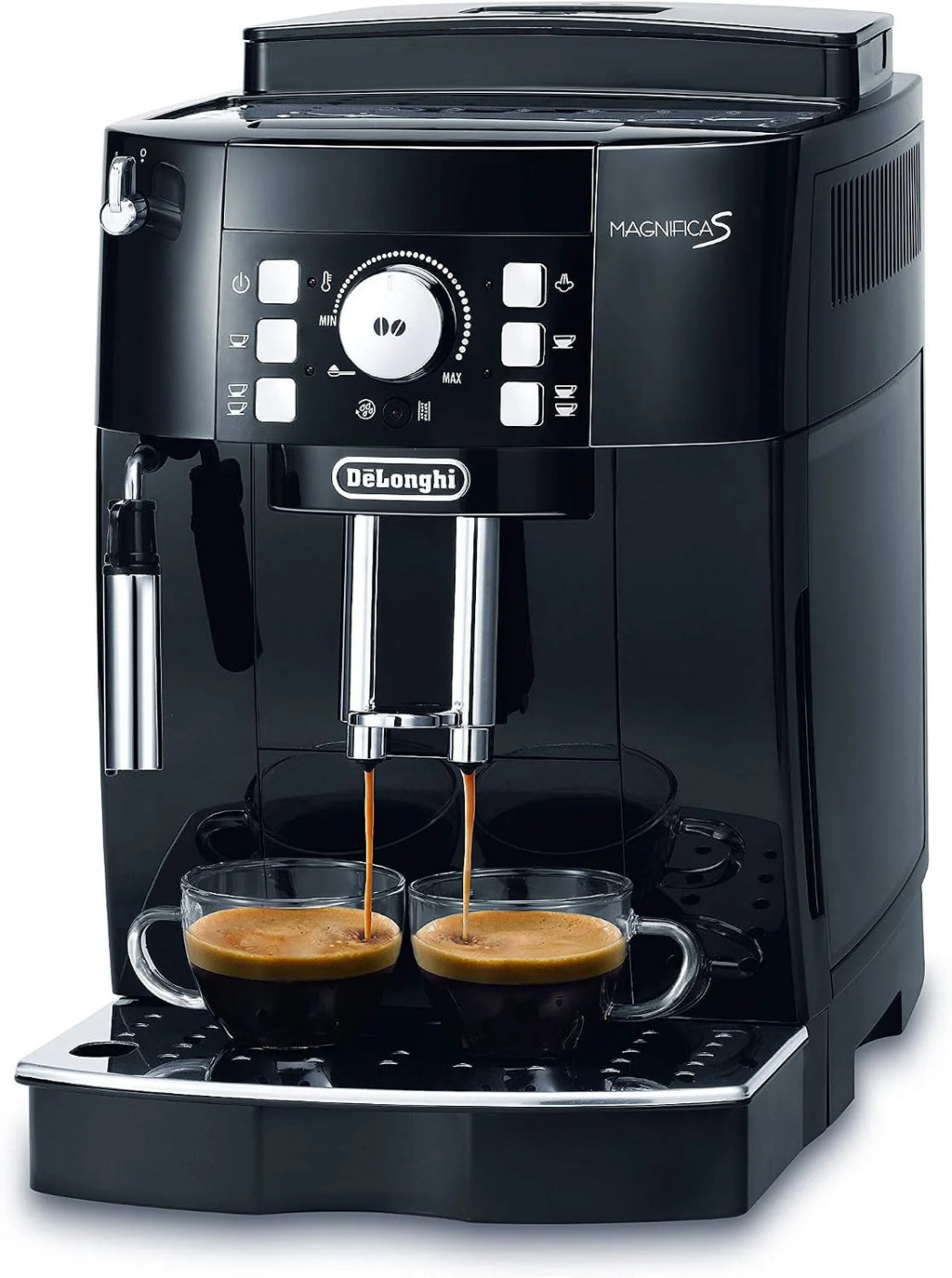 De'Longhi Magnifica S ECAM 21.116.B automatyczny ekspres do kawy (przyciski bezpośredniego wyboru i pokrętła, dysza do spieniania mleka, mechanizm mielący stożkowy 13 stopni, wyjmowany zestaw do