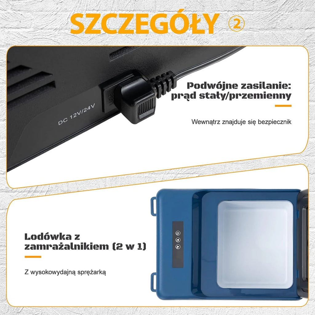 KI9 9L Mini Lodówka Przenośna Lodówka Samochodowa Zamrażarka 12/24V DC, Do Podróży, Pikniku, Kempingu, Użytku Zewnętrznego, od -20℃ do 20℃