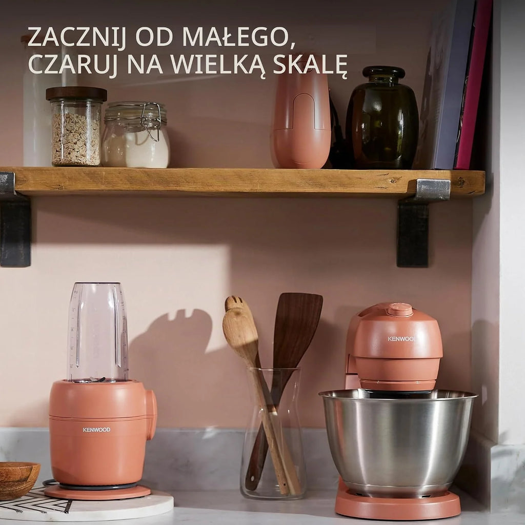 Kenwood MultiPro Compact wielofunkcyjny robot kuchenny z funkcją Express Serve, ostrzem ze stali nierdzewnej, tarczami do krojenia i tarką, osobisty blender 600 ml, funkcja pulsu, glina czerwona