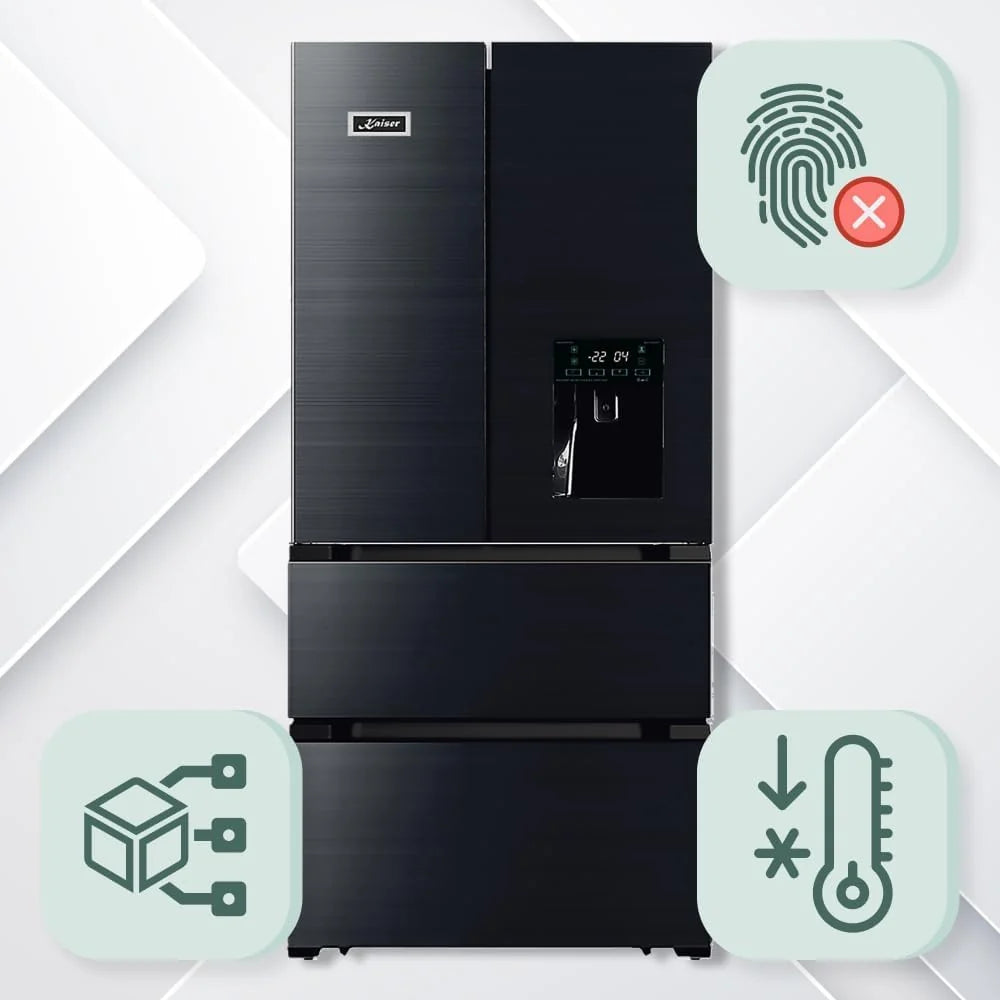 Kaiser Lodówka Side-by-Side KS 80420 RS czarna + IceBox | lodówko-zamrażarka | efekt Anti-Touch | No Frost | Cloud Fresh | dozownik wody | IceMaker | VitaminPLUS | Super Frost | 506 l