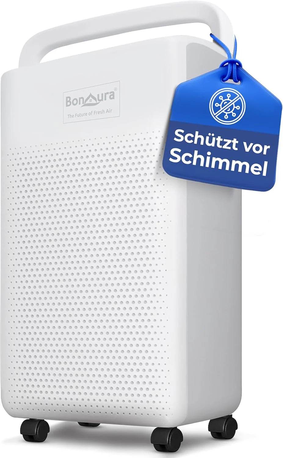 BonAura Elektryczny osuszacz powietrza 10 l – elektryczny i cichy (36 dB) z wyświetlaczem LED, timerem, trybem samochodowym, wężem drenażowym – osuszacz powietrza w piwnicy i pomieszczeniach do 40 m³