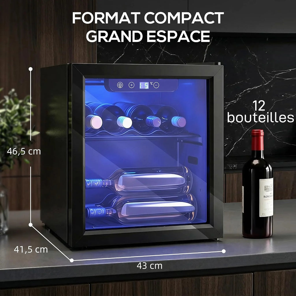 HOMCOM Mała chłodziarka do wina 12 but. 36L, Czarna