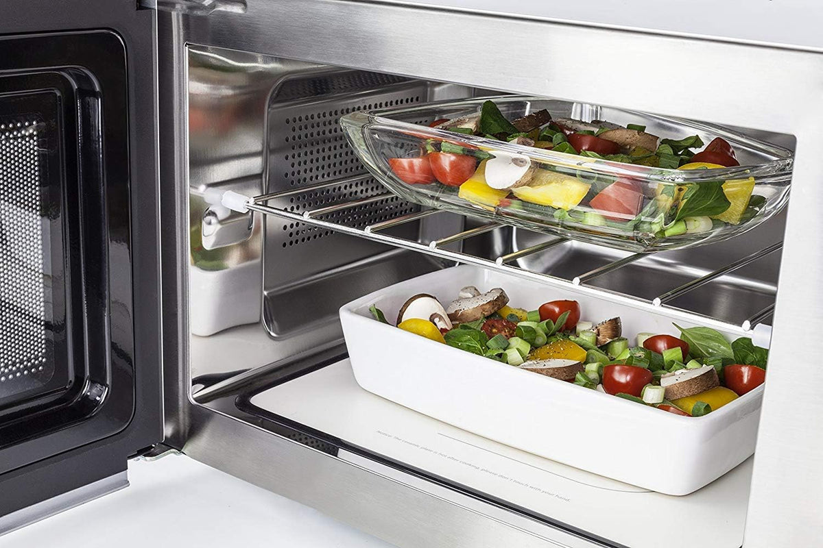 CASO MG25 Ceramic menu, kuchenka mikrofalowa 2 w 1 z grillem, dno z reflektorem do kuchenki mikrofalowej, bez talerza obrotowego, ruszt do grillowania na 2 poziomach, 900 W, grill 1000 W, 25 l, dźwięk