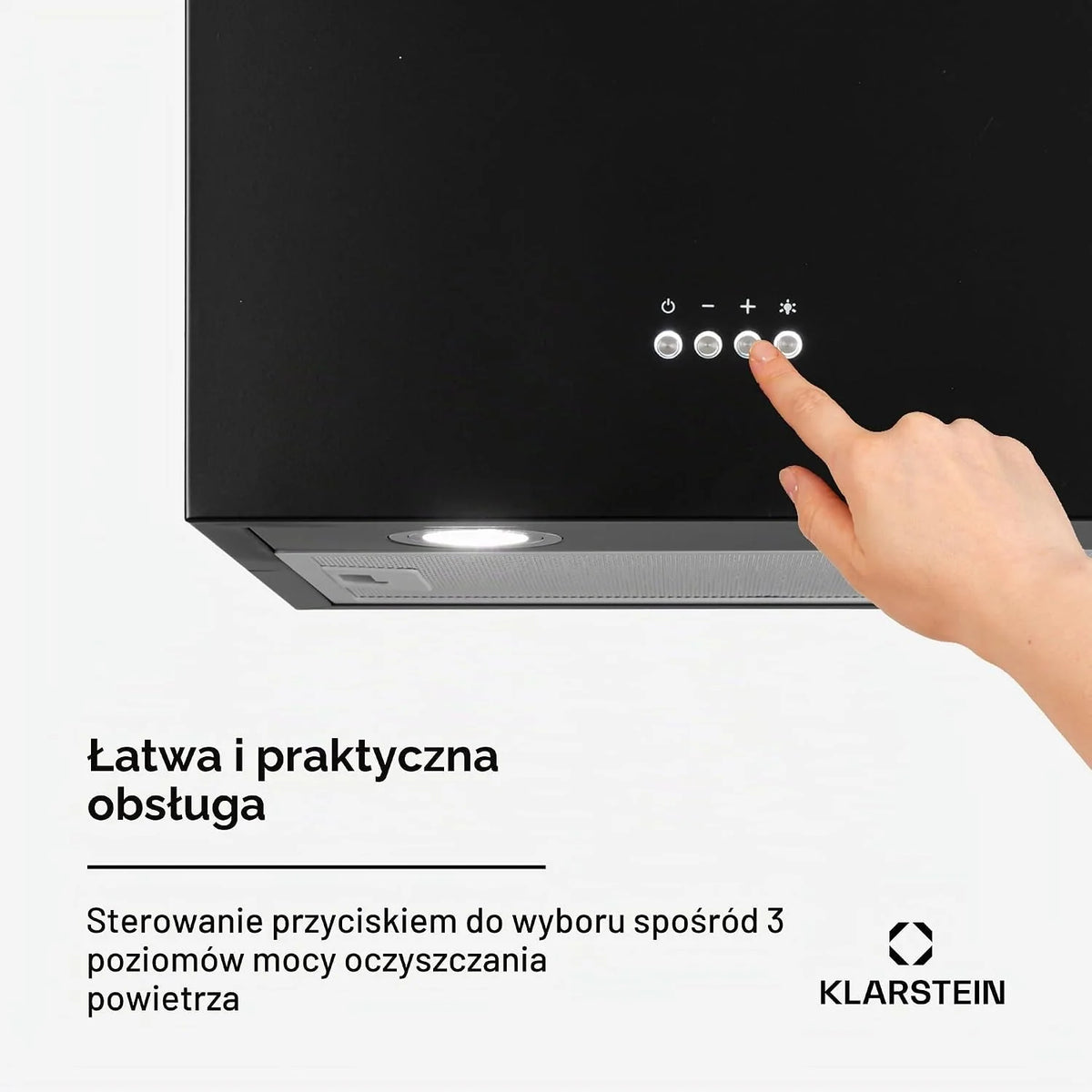 Klarstein Okap kuchenny, Okap wyspowy wiszący, wyciągowy/z recyrkulacją, Nowoczesny z 3 biegami, Timer, Przepływ 624 m³/h, Filtr węglowy, Wydajny wyspowy, Czarny