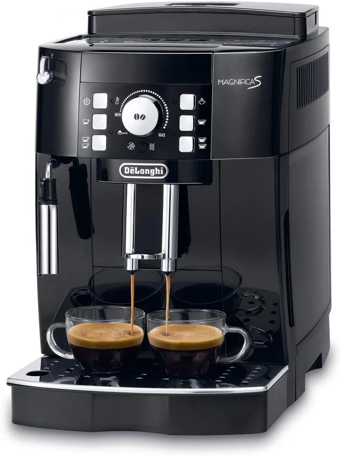 De'Longhi Magnifica S ECAM 21.116.B automatyczny ekspres do kawy (przyciski bezpośredniego wyboru i pokrętła, dysza do spieniania mleka, mechanizm mielący stożkowy 13 stopni, wyjmowany zestaw do