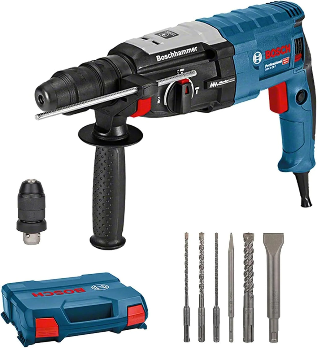 Bosch Professional: młot udarowo-obrotowy GBH 2-28 F (880 W, wymienny uchwyt SDS plus, ogranicznik głębokości, 6-częściowy zestaw wierteł i dłut, walizka L-Case) – Amazon Exclusive Set