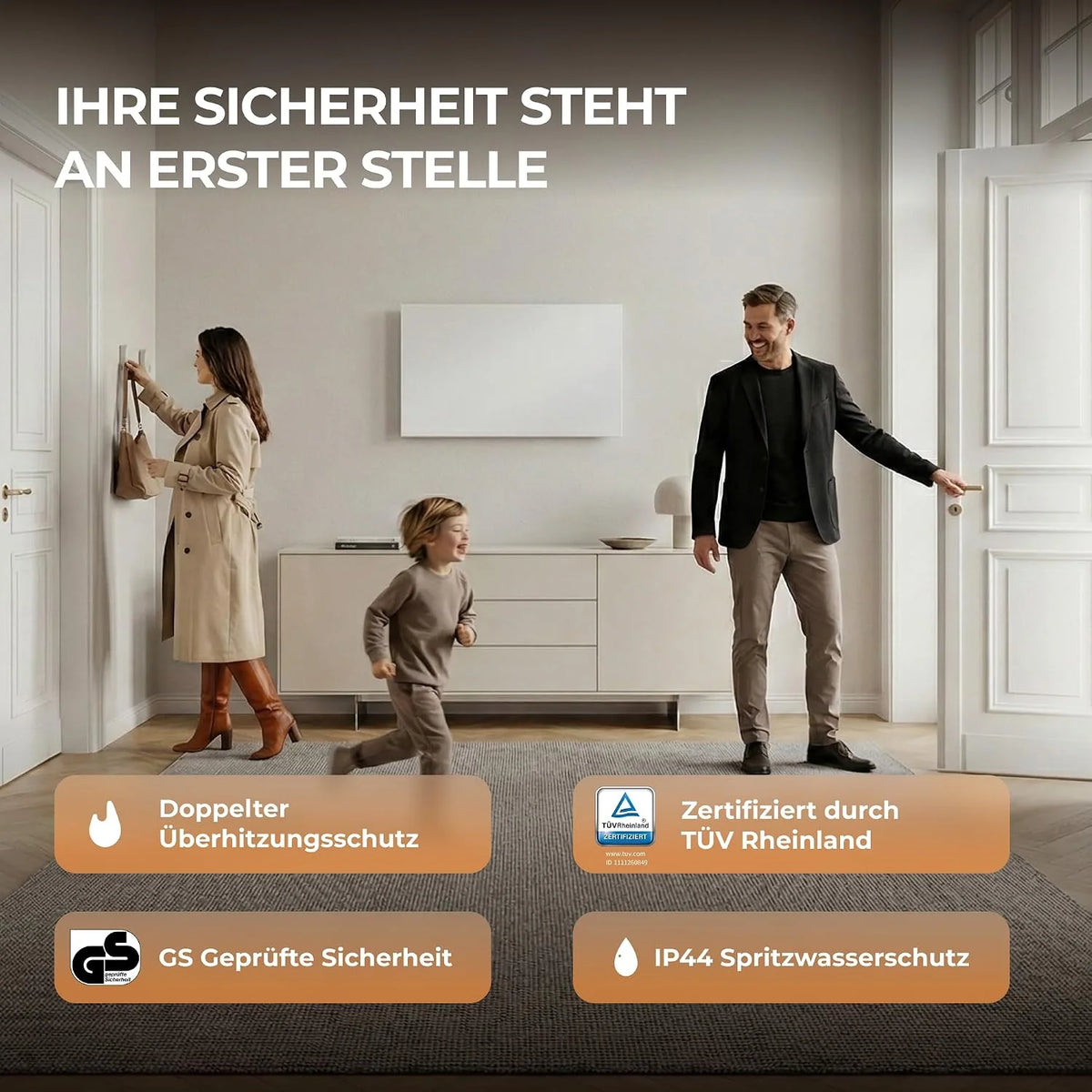 BRINGER Ogrzewanie na podczerwień - ogrzewanie elektryczne na podczerwień z ochroną przed przegrzaniem - element grzewczy CarbonCrystal - najnowsza technologia - termostat, WLAN, Smart Home