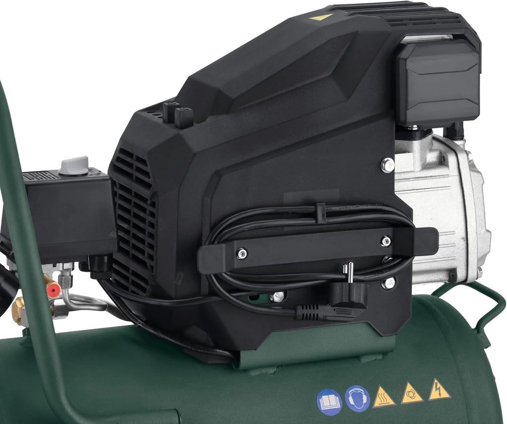 Metabo Mega 700-90 D kompresor (11 bar, 4 kW, ilość dostawy 450 l/min, rozmiar kotła 90 l, gumowane koła, kółka skrętne, akcesoria warsztatowe) 601522000