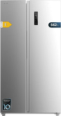 Cecotec Amerykańska lodówka Side By Side - 562 l - Bolero CoolMarket SBS 562 Inox E. 177 x 91,2 cm, kompresor Inverter Plus, niskie zużycie, No Frost, Multiairflow, szybkie chłodzenie, stal nierdzewna