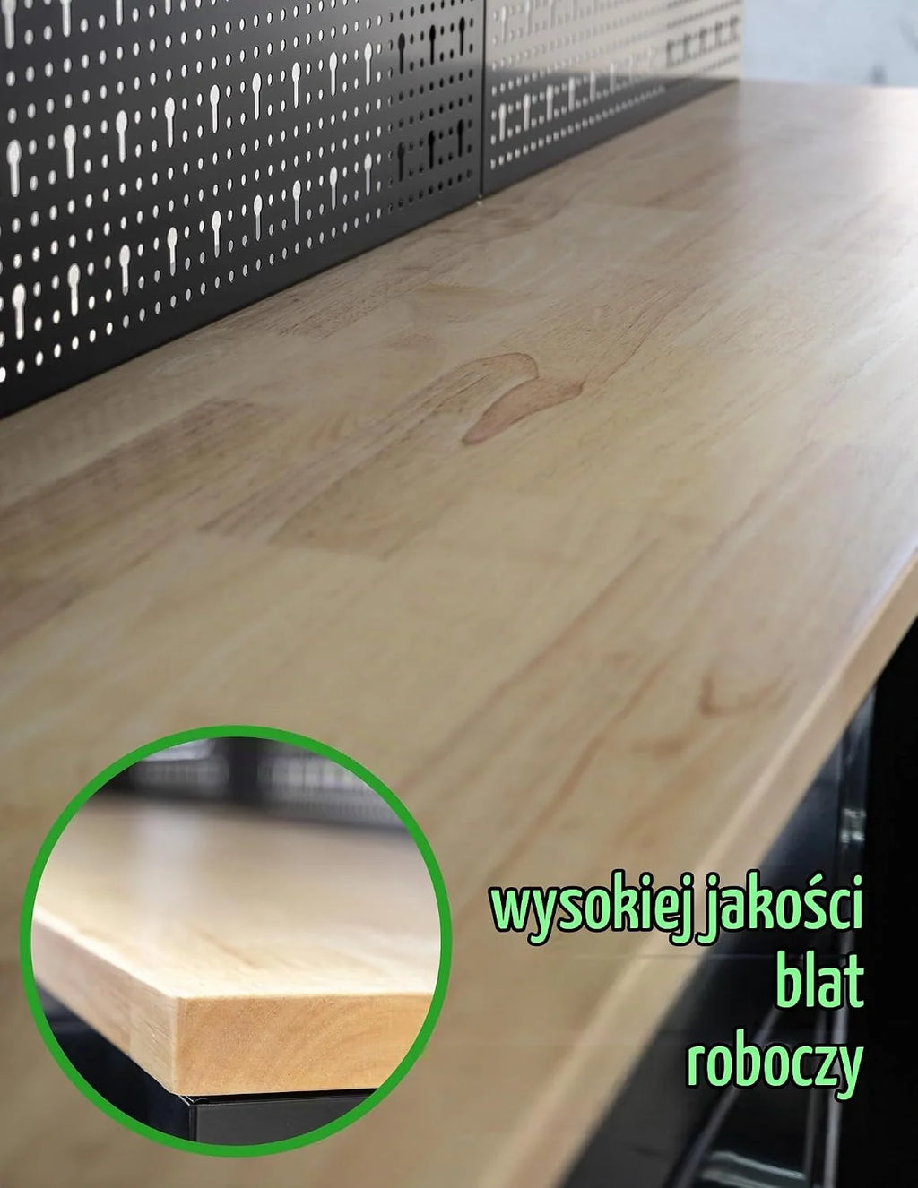 Ondis24 XL Kompletny Zestaw Warsztatowy 260 cm, wstępnie zmontowany, modułowy, kierunek warsztatowy z drewnianą płytą roboczą, szafy na narzędzia, stół warsztatowy z szufladami (9-częściowy)