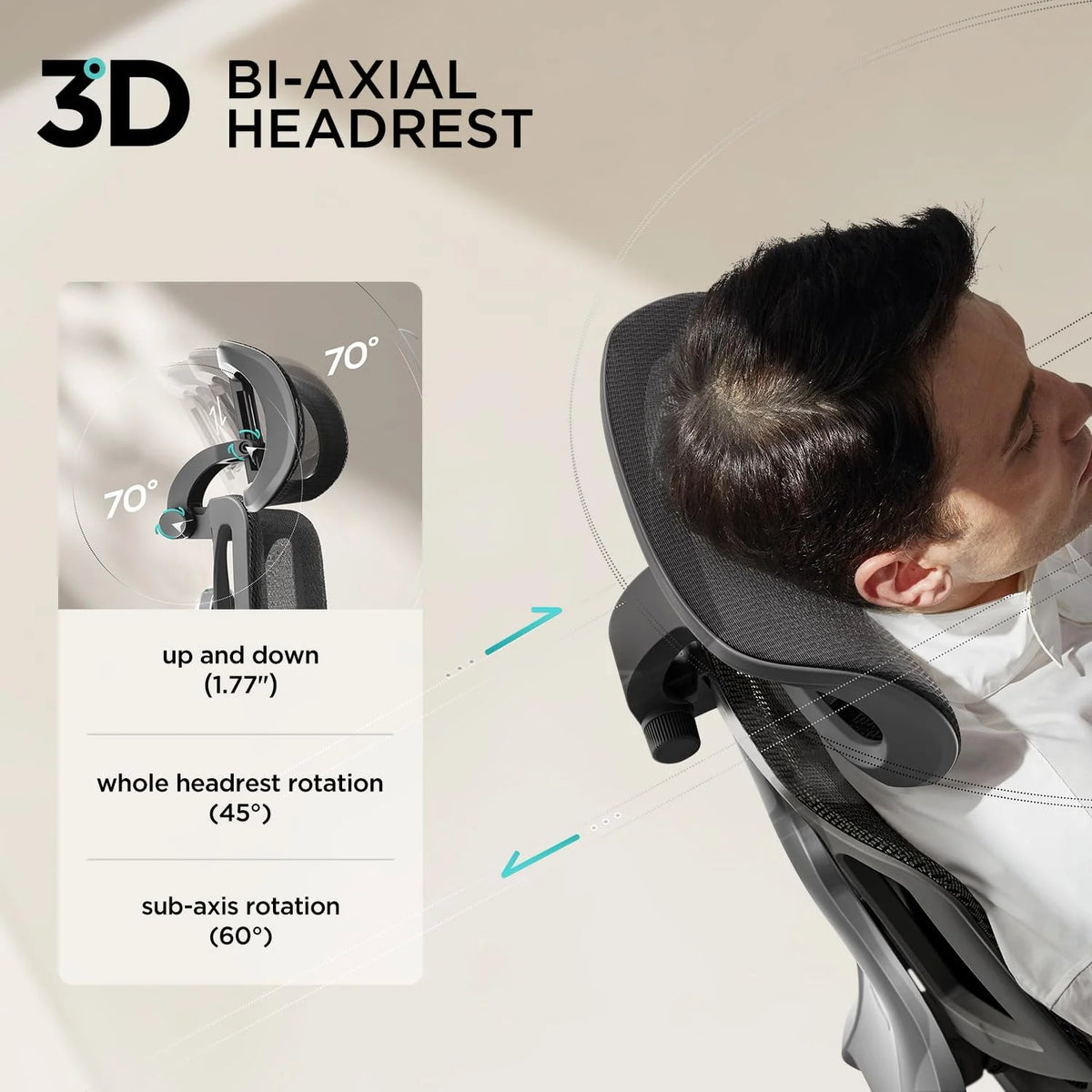 Hbada E3 Air Ergonomiczny Fotel Biurowy – Dynamiczne Wsparcie Lędźwiowe 3-Strefowe, Regulowany Zagłówek 3D, Regulowane Podłokietniki 3D, Obrotowy, Bez Podnóżka, Czarny