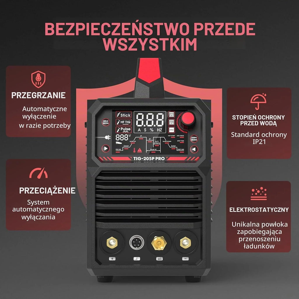 YESWELDER Spawarka TIG 200A, 3 w 1 MMA/DC TIG/PULS TIG 230V