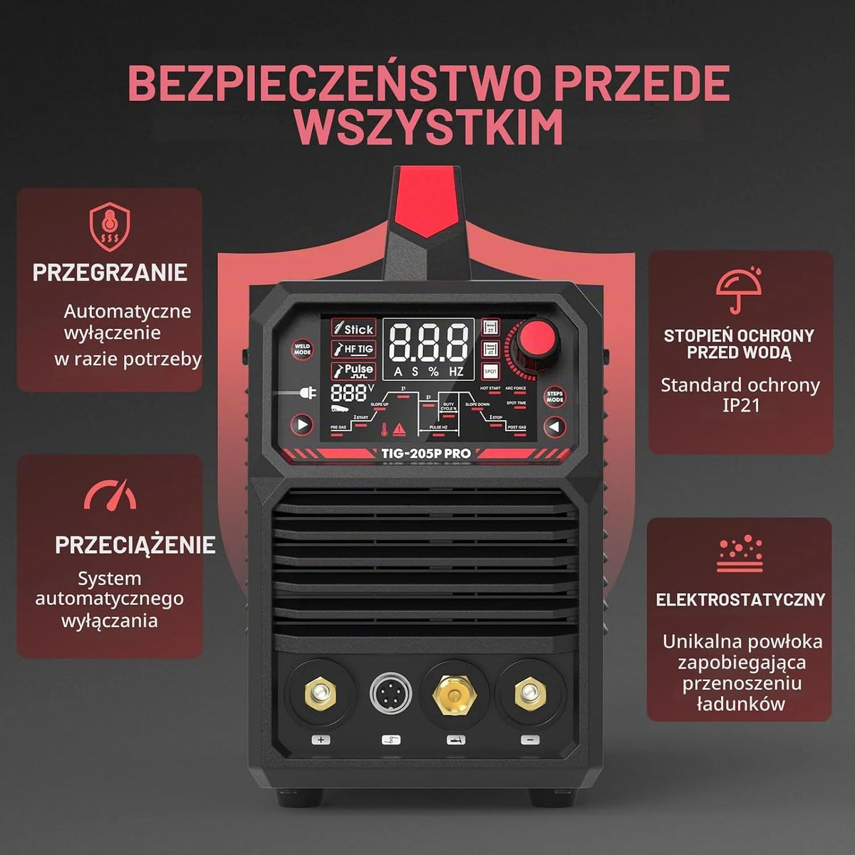 YESWELDER Spawarka TIG 200A, 3 w 1 MMA/DC TIG/PULS TIG 230V