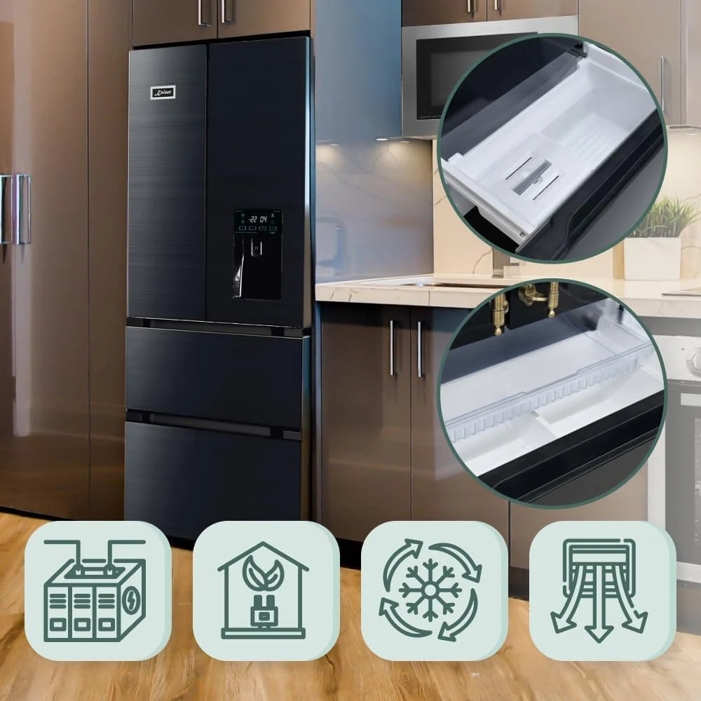 Kaiser Lodówka Side-by-Side KS 80420 RS czarna + IceBox | lodówko-zamrażarka | efekt Anti-Touch | No Frost | Cloud Fresh | dozownik wody | IceMaker | VitaminPLUS | Super Frost | 506 l