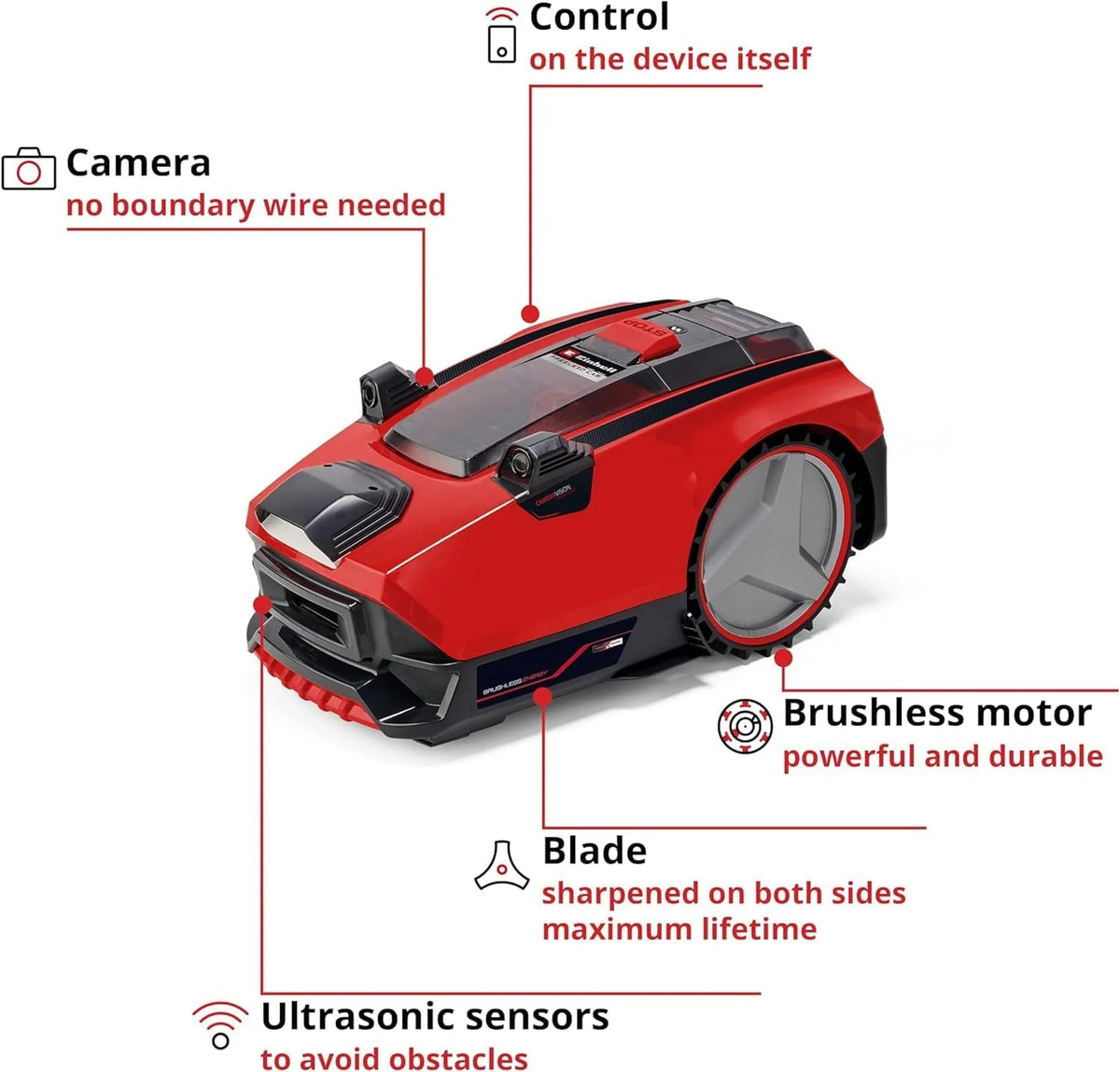 Einhell Freelxo Cam 500 Power X-Change Robot Koszący, Czerwony, 18 cm