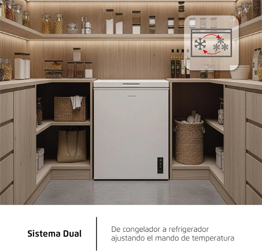 Skrzynia z zamrażarką | CCHM1506M | statyczna | 143 l | 85 cm | 37 dB | 1 elastyczny kosz | podwójny system super zamrażania | biały