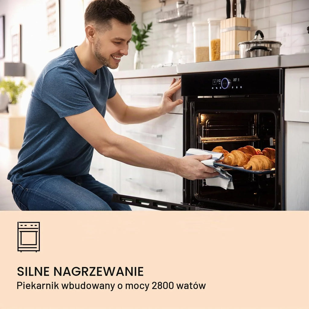 Klarstein Piekarnik do zabudowy z 11 trybami, Piekarnik z wtyczką, z funkcją rozmrażania i grilla, 73L ze sterowaniem aplikacją i pokrętłem, elektryczny czarny