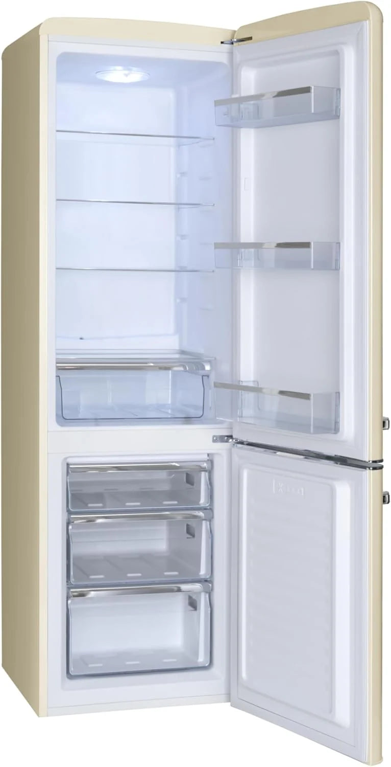 Amica KGCR 387 101 B Retro lodówko-zamrażarka/beżowa / 181 cm (wys.) x 55 cm (szer.) x 62 cm (gł.) / styl retro/lodówka z zamrażarką