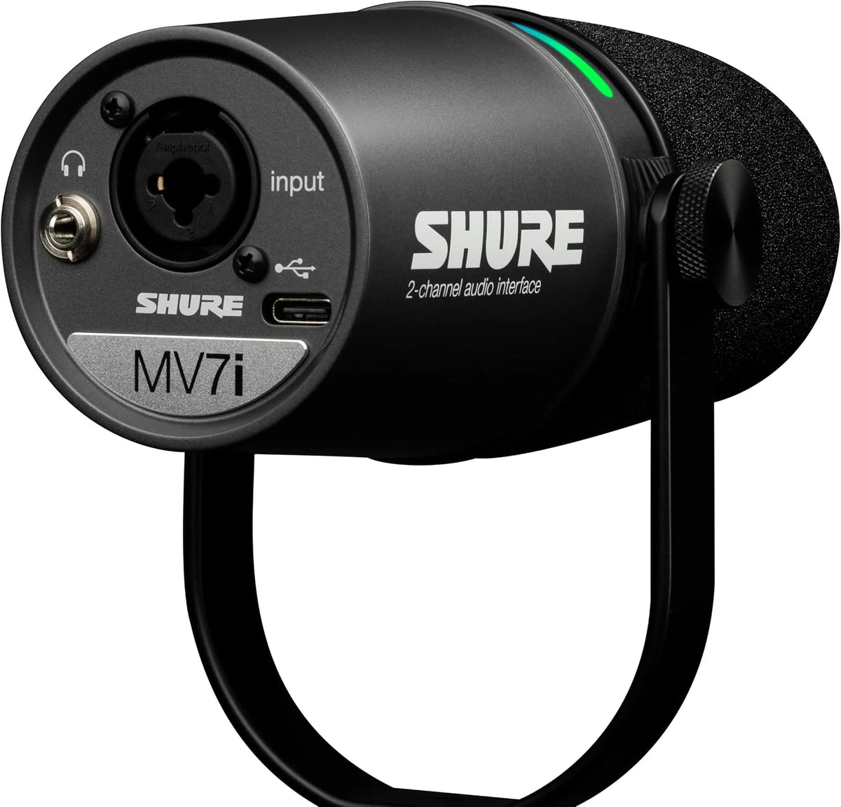 Shure Mikrofon MV7i Smart Podcast + Wbudowany Interfejs Audio – Zestaw Sprzętu z 2 Kanałami dla Podwójnych Mikrofonów XLR lub Mikrofon + Instrumenty XLR - Bezpośrednie Połączenie USB-C z PC/Telefonem