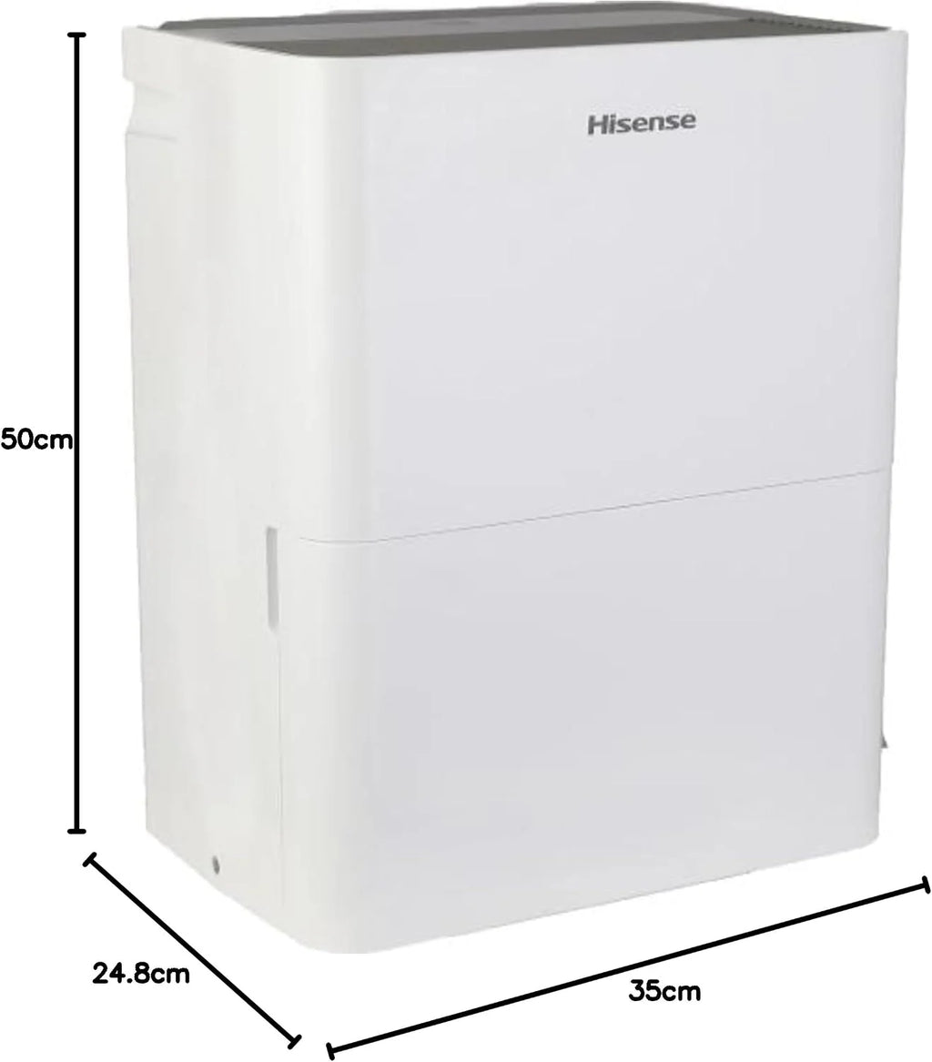 HISENSE Osuszacz powietrza D20HW – 20 l, osuszanie, funkcja suszenia, wskaźnik przy pełnym zbiorniku, timer, automatyczna praca/ponowne uruchomienie, wyświetlacz LED, technologia Smart WiFi, 260 W