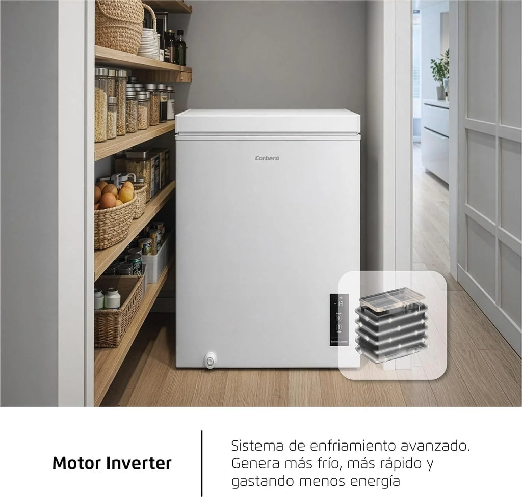 Skrzynia z zamrażarką | CCHM1506M | statyczna | 143 l | 85 cm | 37 dB | 1 elastyczny kosz | podwójny system super zamrażania | biały
