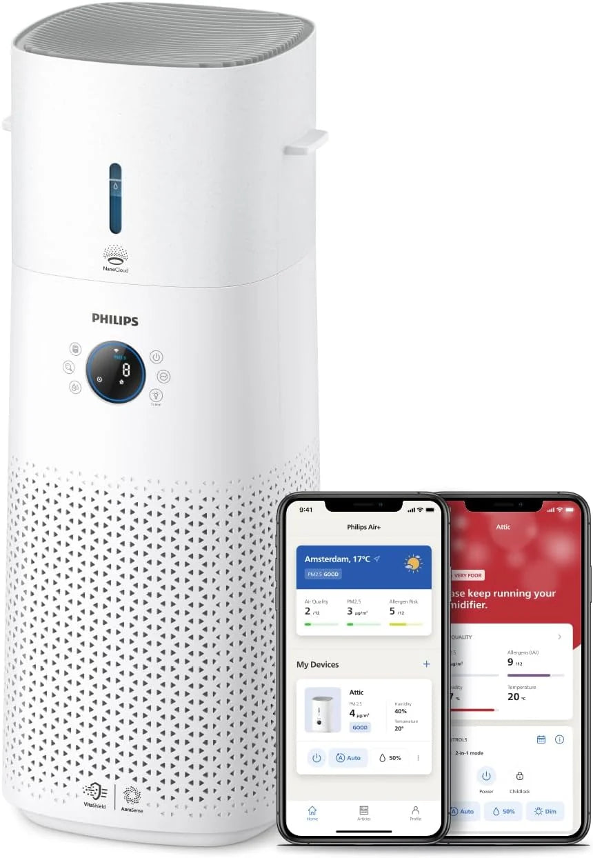 Philips Oczyszczacz i Nawilżacz Powietrza 2w1 serii 3000, do 131 m², Biały
