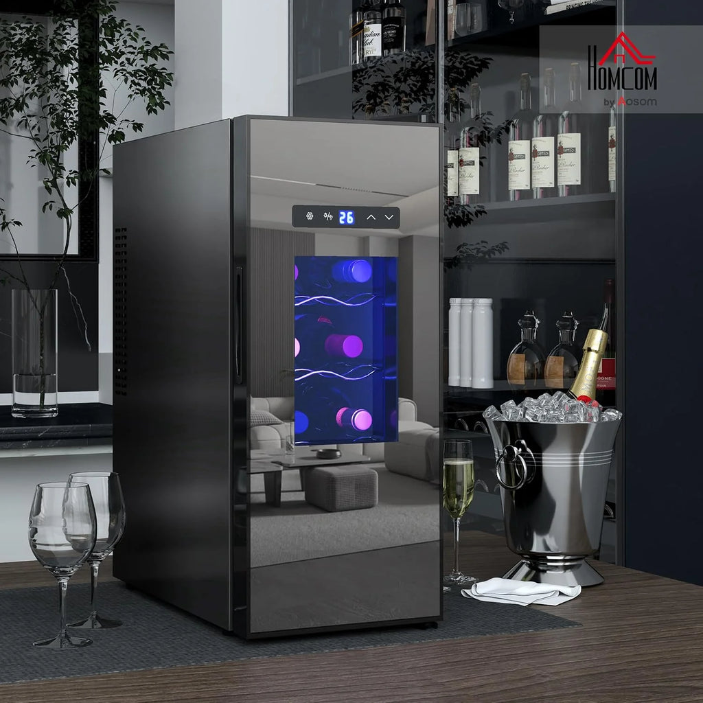 HOMCOM Lodówka na wino kompresorowa 12 butelek 30L 8-18°C Czarny