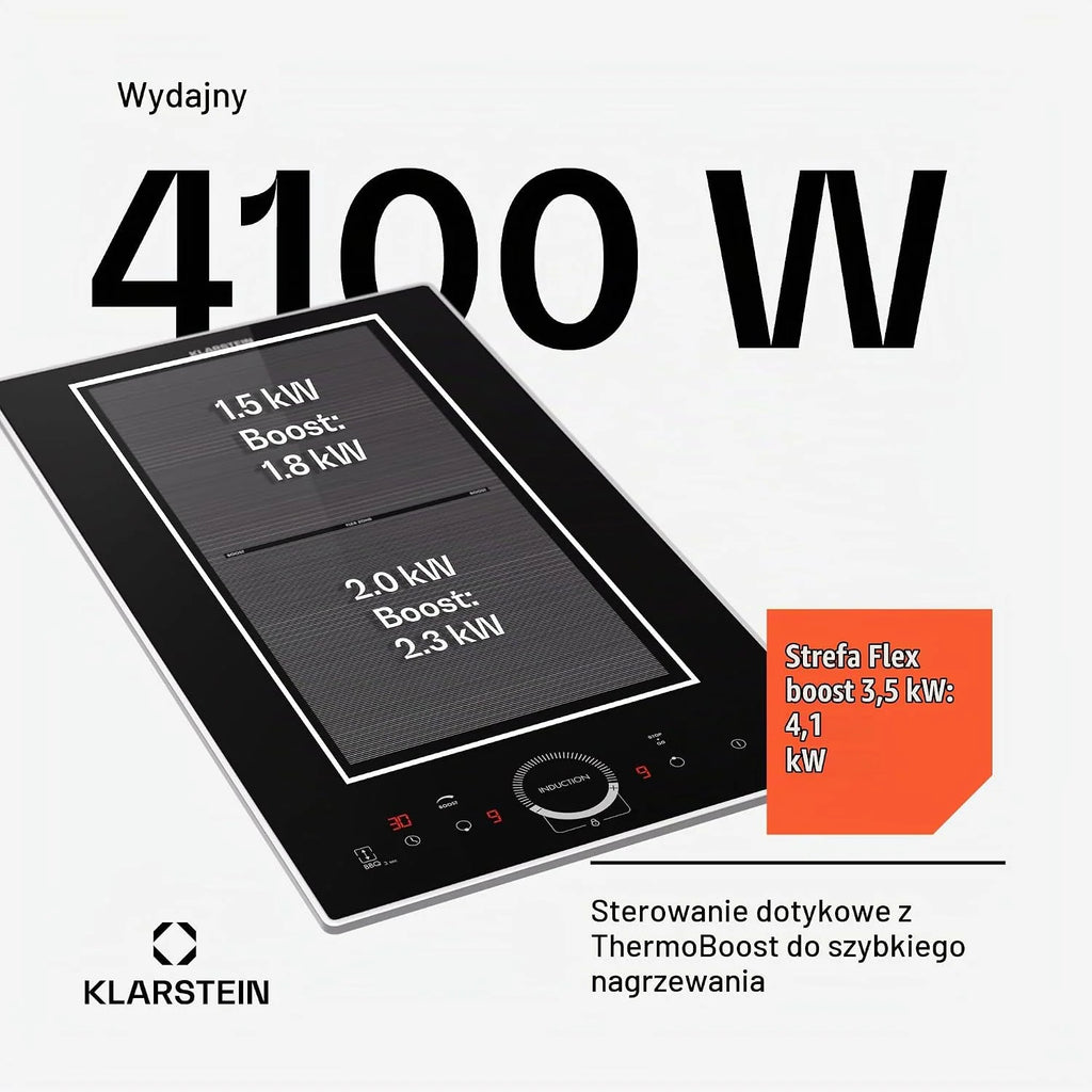 Klarstein Wpuszczana elektryczna płyta indukcyjna, podwójna płyta grzewcza, płyta indukcyjna z 2 palnikami, 3500 W x2 indukcyjne stoły kuchenne, sterowanie dotykowe, cyfrowy wyświetlacz i timer