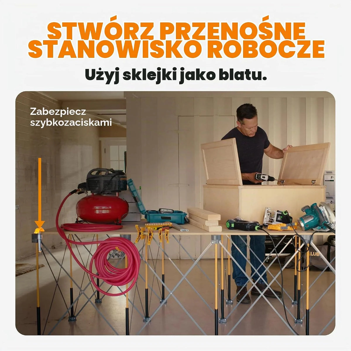 BORA Centipede CK15S składany kozioł roboczy i stół warsztatowy 122 × 244