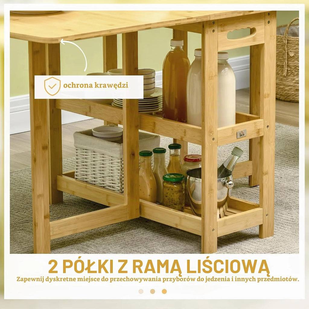HOMCOM Składany stół dla 6 osób 149,5 x 80 x 73,5 cm Naturalny