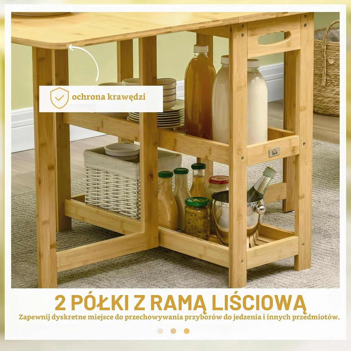 HOMCOM Składany stół dla 6 osób 149,5 x 80 x 73,5 cm Naturalny