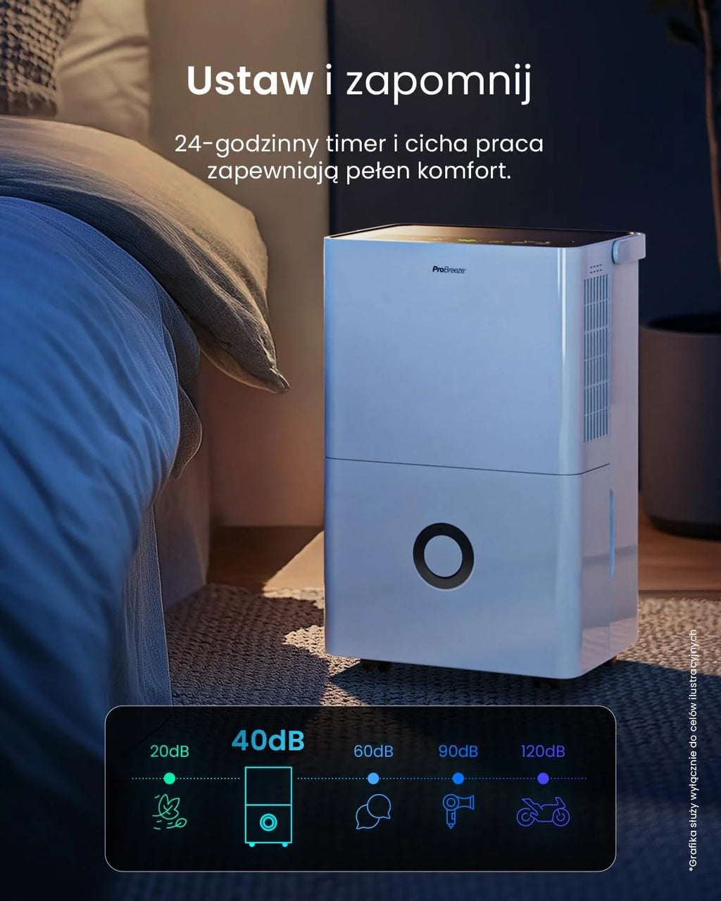 Pro Breeze Osuszacz powietrza 30 l w 24 h – wydajność osuszania, elektryczny z Wi-Fi, czujnik wilgotności, zbiornik 4 l, timer, wąż odpływowy, ochrona