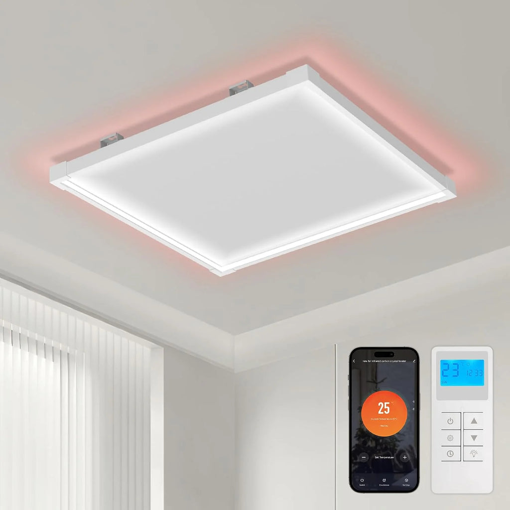Daromigo Ogrzewanie na podczerwień, montaż sufitowy z termostatem, 360 W, ogrzewanie sufitowe na podczerwień, ochrona przed przegrzaniem, energooszczędna, płyta grzewcza, panel grzejny, z pilotem