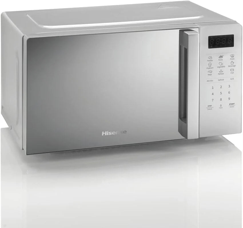 Hisense H20MOMS4HG Piekarnik Kuchenka mikrofalowa ze sterowaniem Elektronicznym, Pojemność 20 l, moc 700 WattGrill Moc 800 Watt, Wyświetlacz Led Sterowanie Dotykowe, Funkcja Grill, Srebrny Kolor