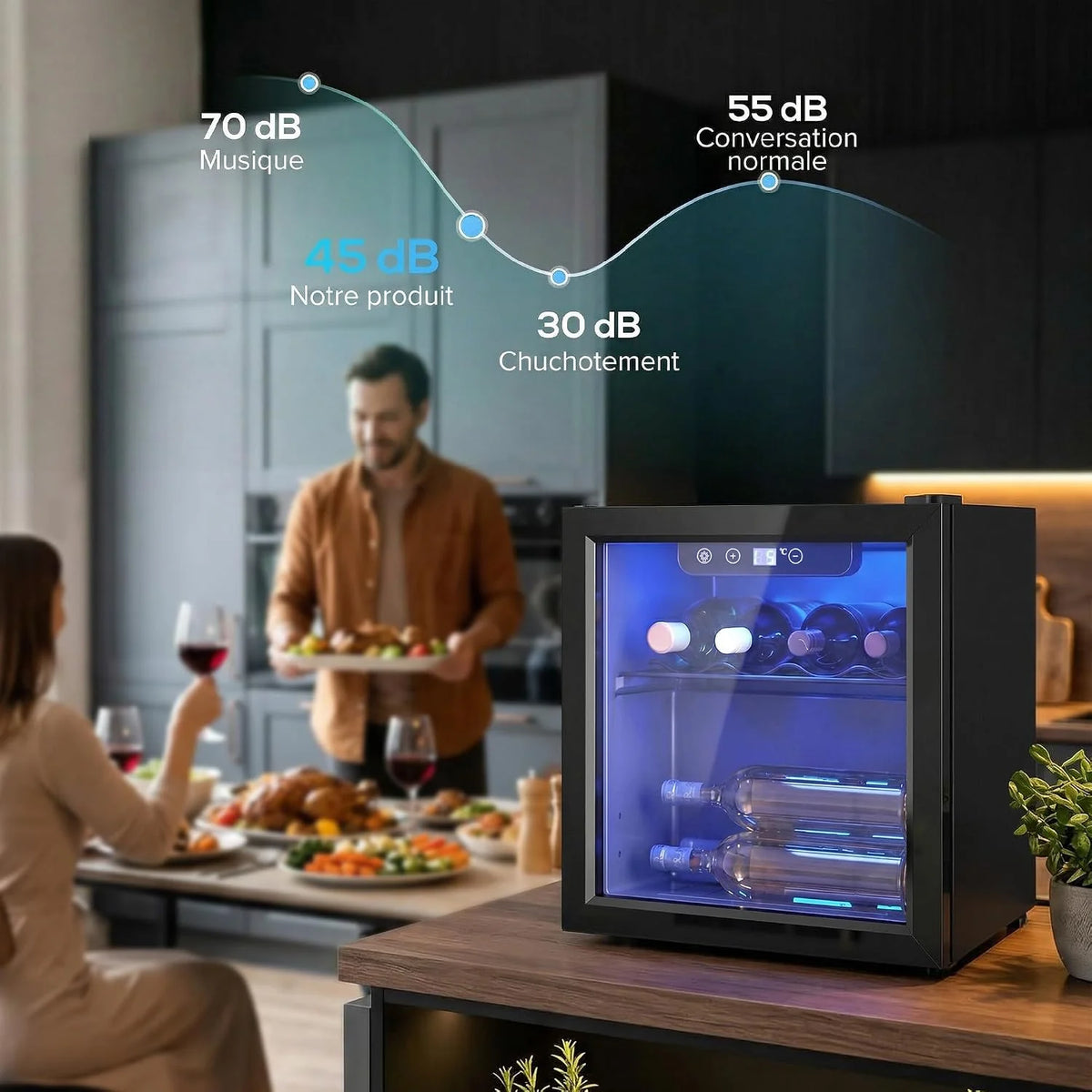 HOMCOM Mała chłodziarka do wina 12 but. 36L, Czarna