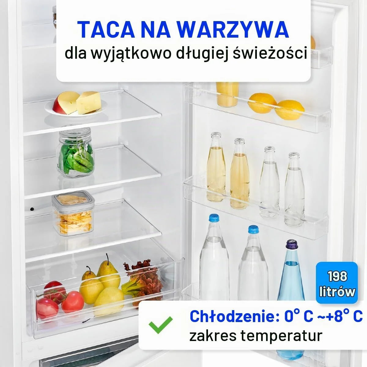 Bomann® Lodówko-zamrażarka, pojemność użytkowa 269 l – chłodzenie: 198 l | zamrażanie: 71 l, energooszczędna, cicha praca 39 dB, LED, wymienne zawiasy drzwiowe, wysokość: 180 x szerokość: 55 x