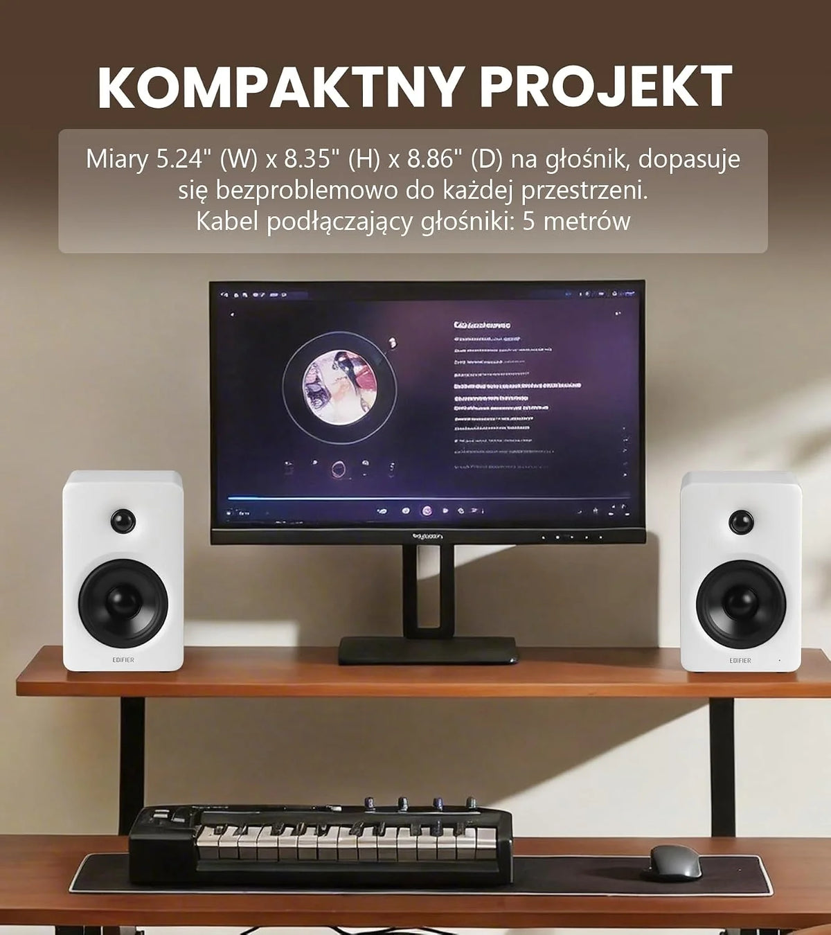 Edifier M90 Głośniki półkowe z 100W RMS i dźwiękiem Hi-Res LDAC，Biały