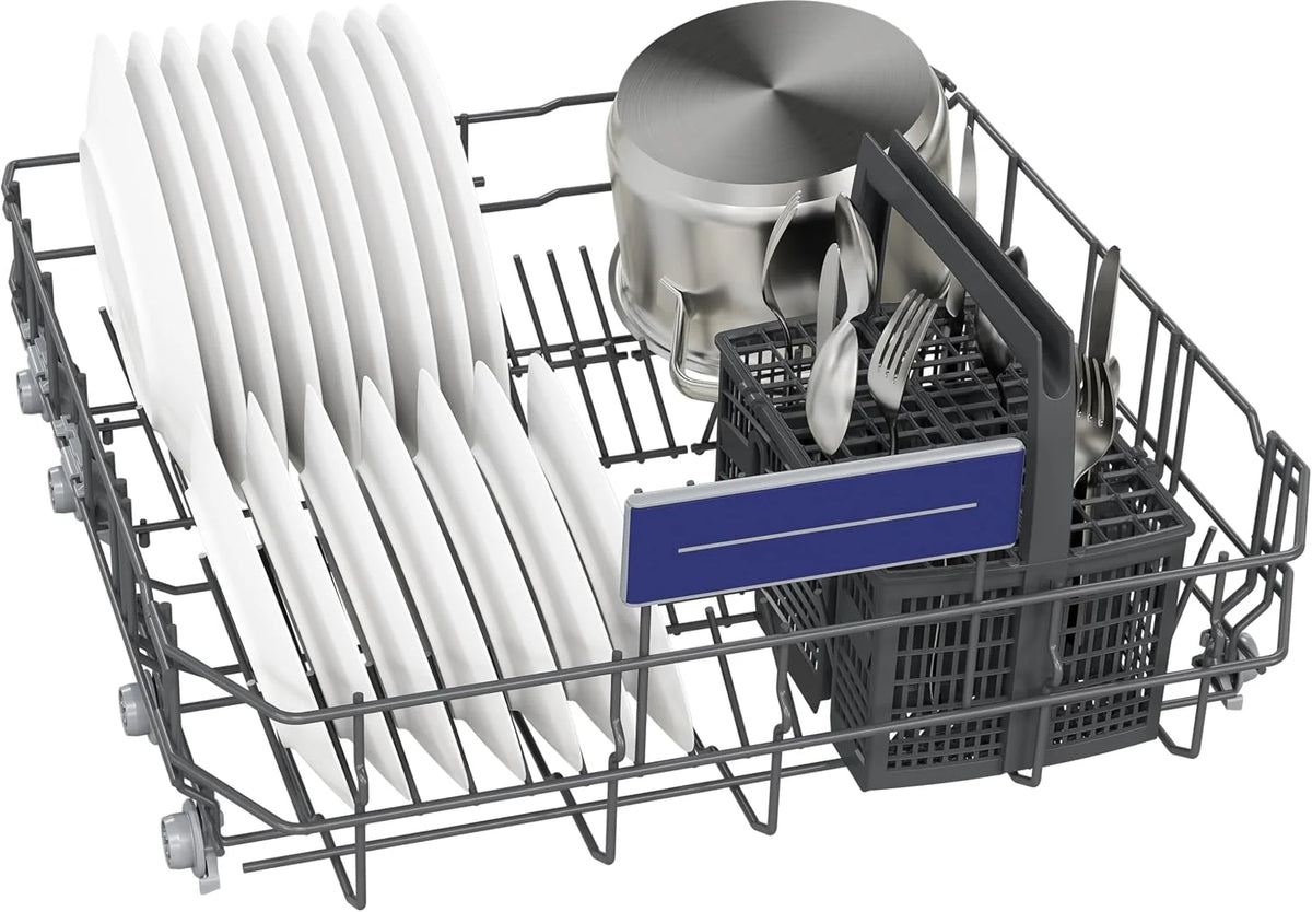 Siemens SN43HS03TE iQ300, zmywarka do naczyń do zabudowy 60 cm, kosz na sztućce, potwierdzona wydajność higieniczna, smartStart, górny kosz z regulacją wysokości, varioSpeed, asystent programu