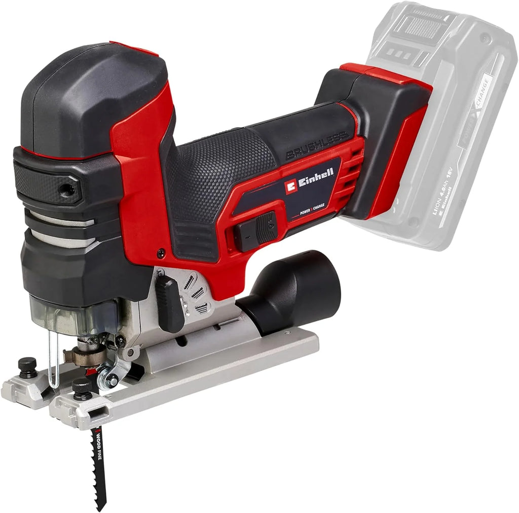 Einhell Power X-Change akumulatorowa wyrzynarka – silnik bezszczotkowy 18 V, głębokość cięcia 135 mm, długość skoku 26 mm, profesjonalna elektryczna piła wyrzynarkowa TP-JST 18/135 Li z 3 ostrzami